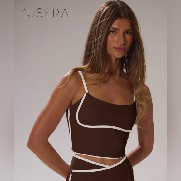 Musera Tops - NWT Musera Brown Activewear Crop Top